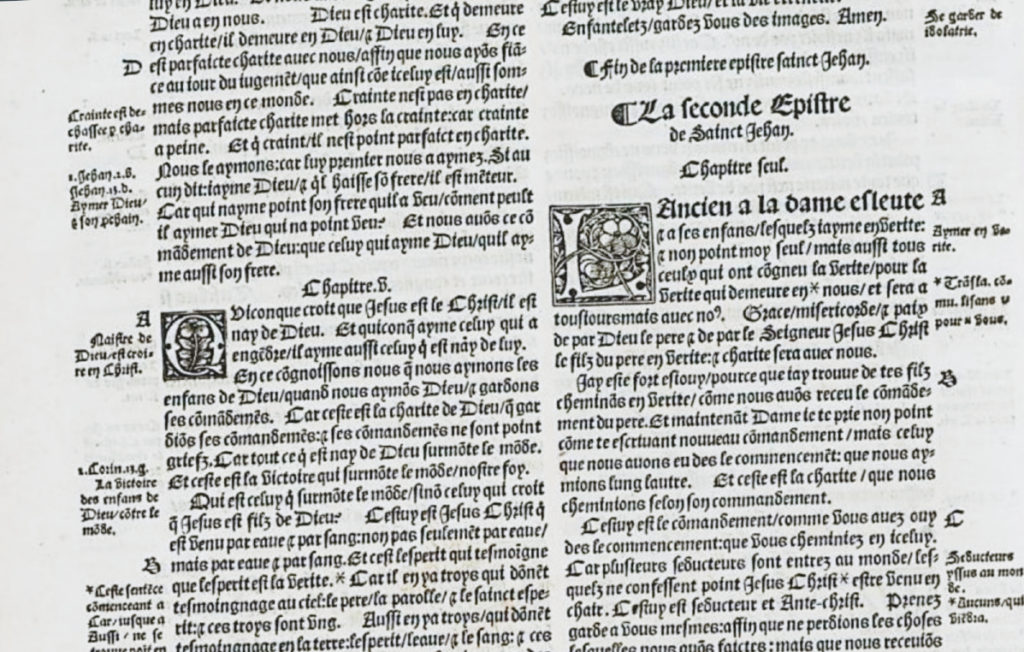 The Olivetan Bible in French, 1535.